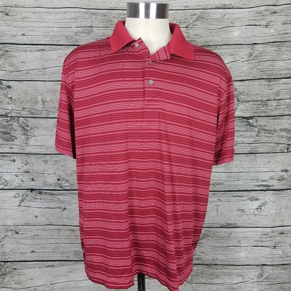 PGA TOUR Mens Jockey Red Striped Short Sleeves Golf Polo Shirt XL.Pit to pit a - Picture 2 of 7